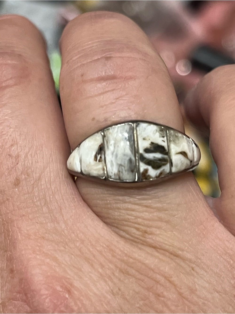 Sterling Native American Buffalo Stone Ring - Picture 6 of 12